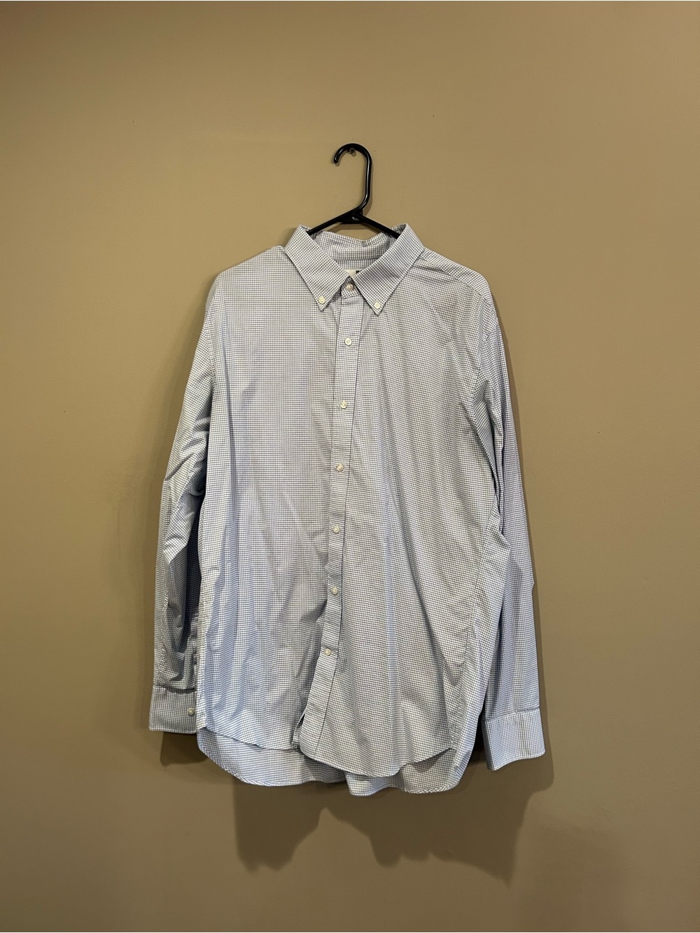 Uniqlo Light Blue Micro-Check Button-Down Dress Shirt